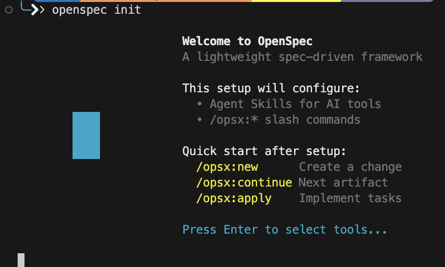 OpenSpec Init Bildschirm