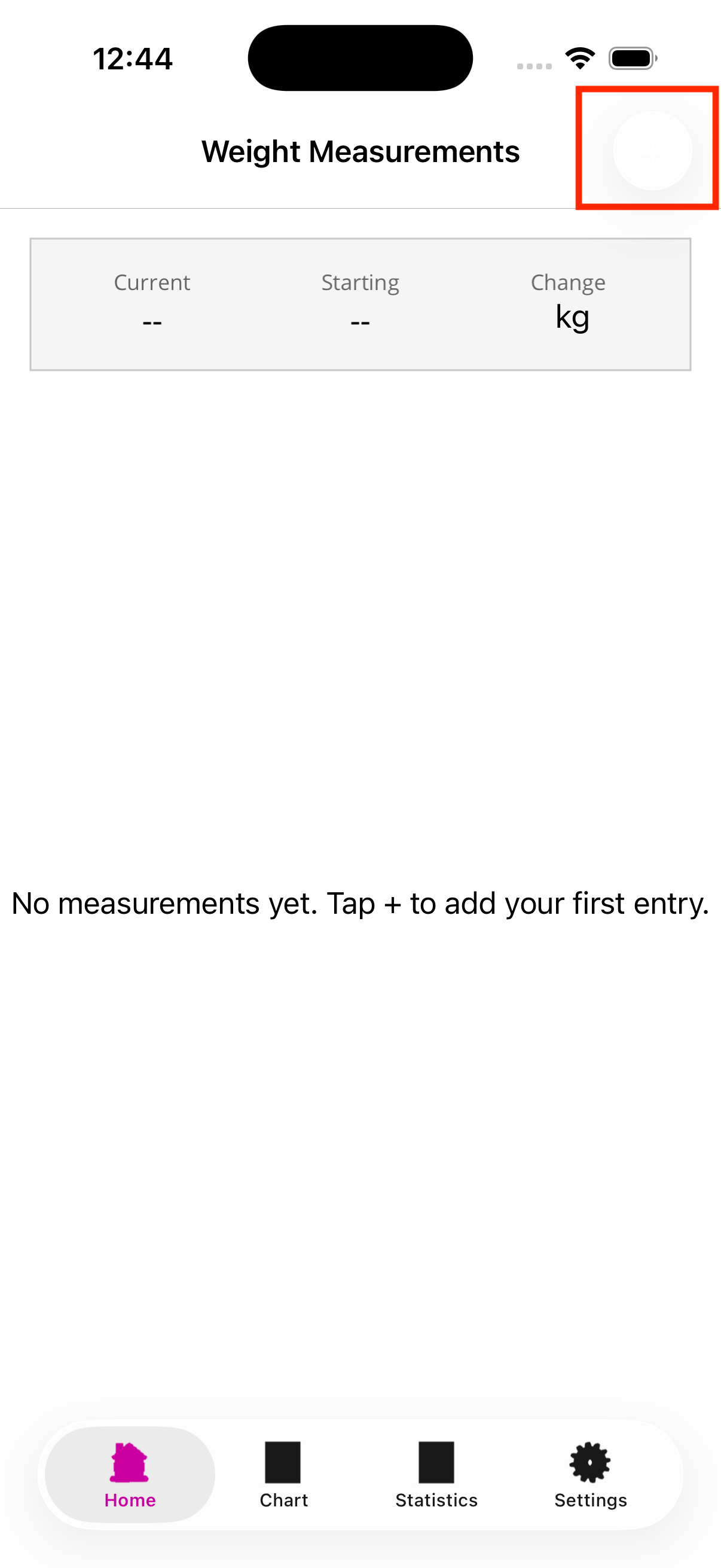 Start-Seite der App (iOS)
